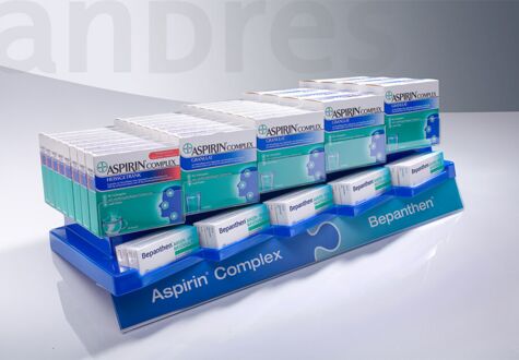 Shelf display/selection display/Aspirin/Bayer/Bepanthen/andres/shelf rail